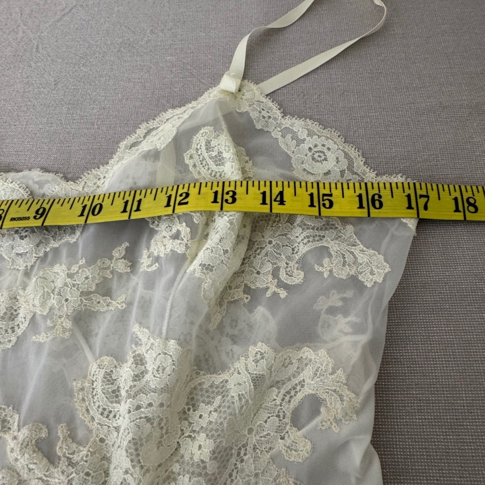 Vintage‎ Vanity Fair Full Slip Dress Size 36 Light Yellow Lace Pleats - Picture 10 of 12